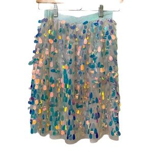 Sequin & Mesh Elastic-Waist Skirt